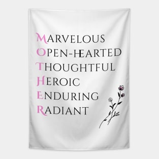 Best Mom ever Acrostic - A Minimalistic mothers day Design Tapestry