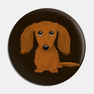 Cute Dog | Longhaired Red Dachshund | Funny Wiener Dog Pin