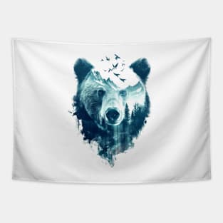 Bear Double Exposure Tapestry