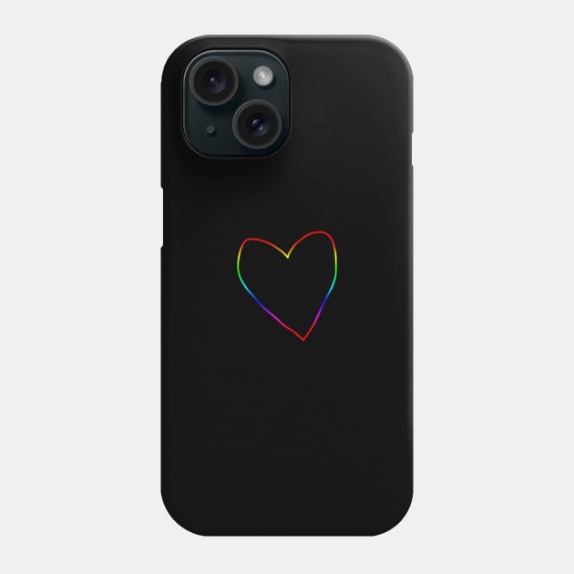 Small Spectrum Rainbow Heart Outline Phone Case by ellenhenryart