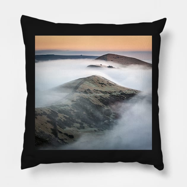 Misty Hills at Dawn Pillow by TonyNorth