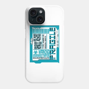 CYAN FRAGILE Cyberpunk Inspired Human Shipping Label T-Shirt Phone Case