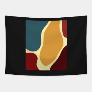 Minimal Modern  Abstract Shapes  Blue Retro  Pattern Tapestry