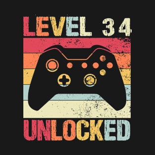 Level 34 Unlocked - 34th Birthday T-Shirt