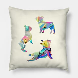 French bulldog silhouette, colorful style Pillow