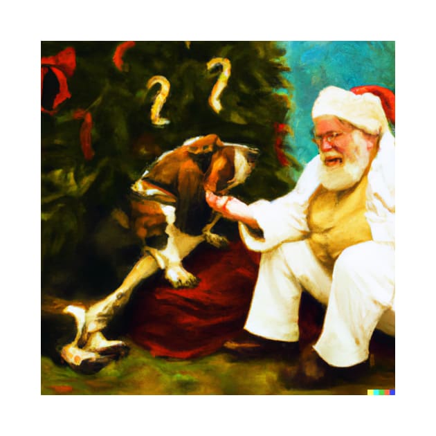 Santa petting basset hound by GhostlierNation