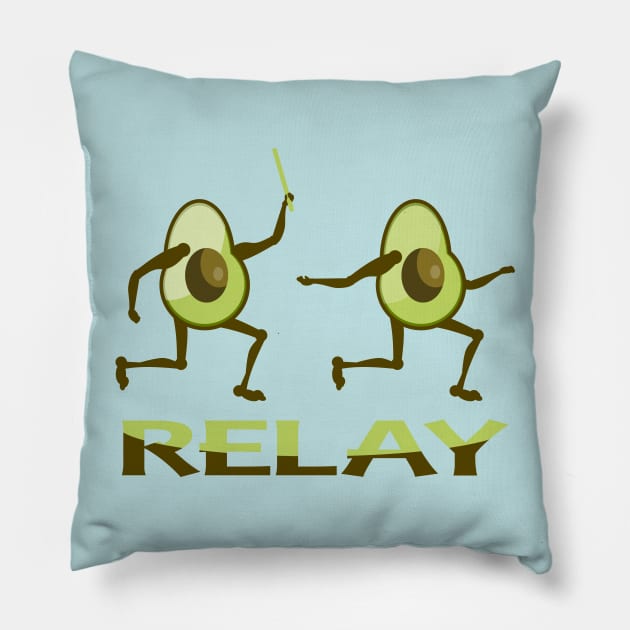 Relay race avocados Pillow by mailboxdisco