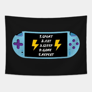 Sport, eat, sleep, game, repeat Tapestry