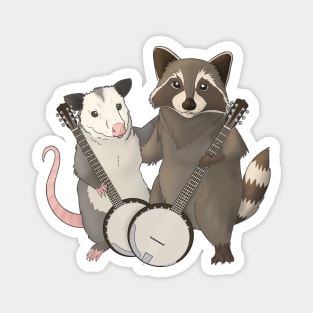 Opossum and Raccoon with banjos Magnet