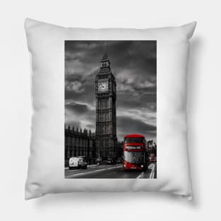 London Big Ben with Red Bud Pillow