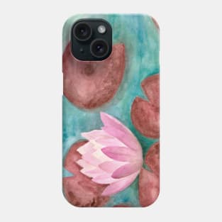 waterlily in a pond, watercolor Phone Case