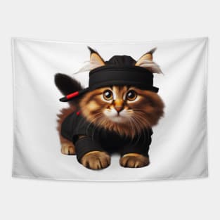 Cherished Shadow Warrior Ninja Cat Tapestry