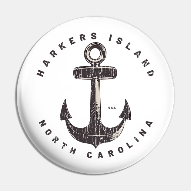 Harkers Island, NC Summertime Vacationing Big Anchor Pin by Contentarama