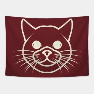 Lineart Cute Cat Face Tapestry