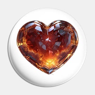 Crystal heart Pin