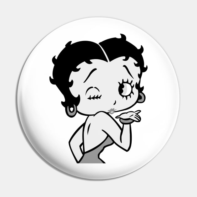 Betty Boop Kiss (Black & White) Pin by MAG