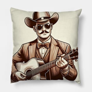 Guitar Strumming Cowboy Pillow