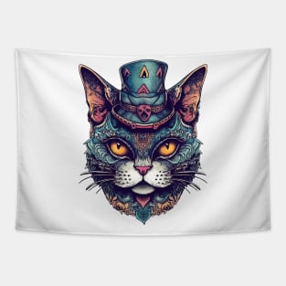 Ornamental hatter cat Tapestry