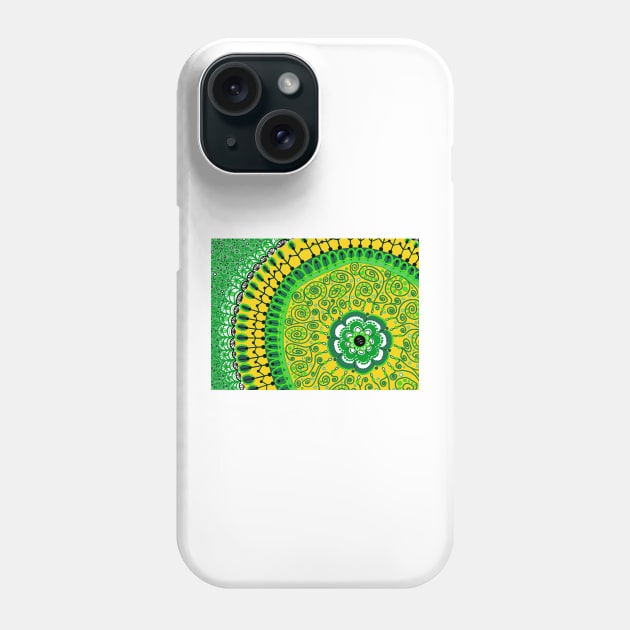 Green and Yellow Mandala Phone Case by CTWuellner