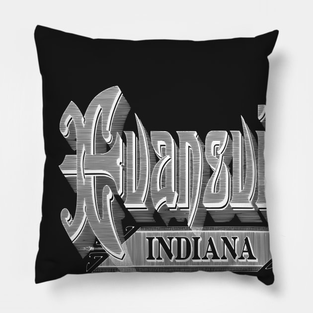 Vintage Evansville, IN Pillow by DonDota