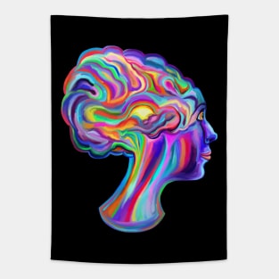 Psychedelic Creative Brainstorm Girl Tapestry