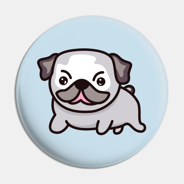 Pug Dog Lover - Cute Dog Drawing Pin by Kawaii Bomb