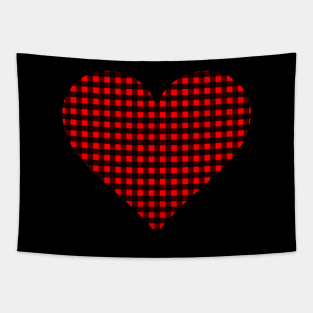 Red and Black Gingham Heart Tapestry