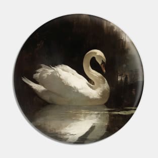 White Swan Dark Lake Pin