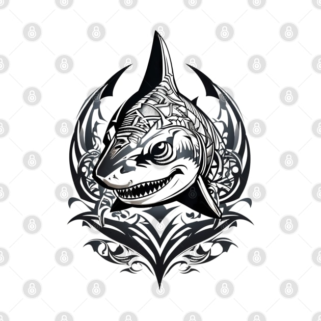 simple tribal shark tattoo design by design19970