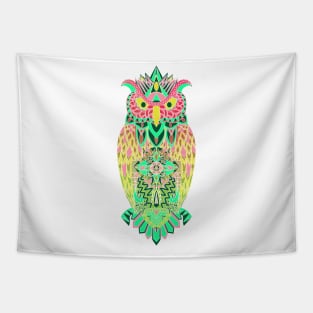 owl in smart pattern art ecopop in color of mayan culture Tapestry