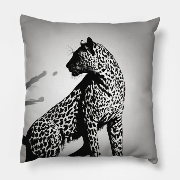 Leopard Shadow Silhouette Anime Style Collection No. 189 Pillow by cornelliusy