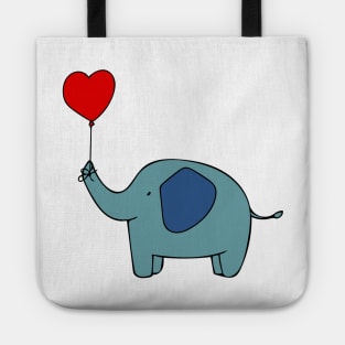 Never Forget I Love You, Cute Elephant with Heart Balloon Tote