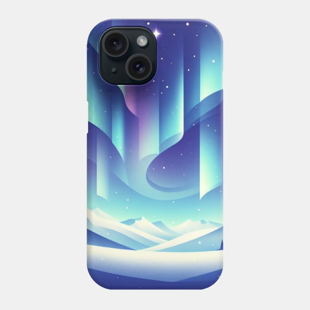 Northern Lights Design With Stars Phone Case by PrintDrapes