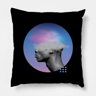 Abstract Vaporwave Head Retro Aesthetic Synthwave Cyberpunk Afroamerican Pillow