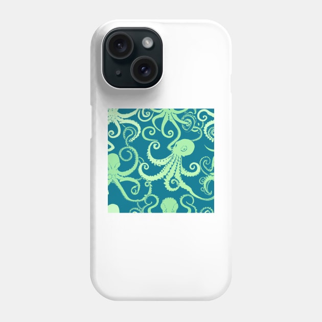 Octopus on a blue background Phone Case by LeahHa