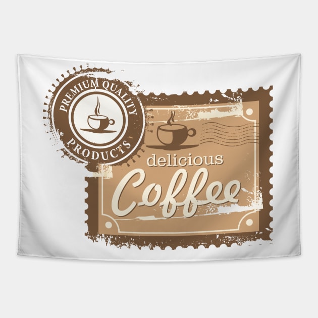 Vintage Coffee stamp design Tapestry by Muse