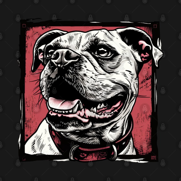 Retro Art American Bully Dog Lover by June Sixteen