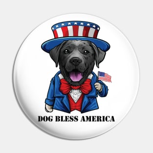 Black Labrador Retriever Dog Bless America Pin