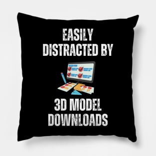 Easily Distracted By 3D Model Downloads Pillow