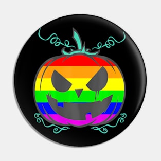 LGBT Gay Pride Halloween  Flag Scary Pumpkin Pin