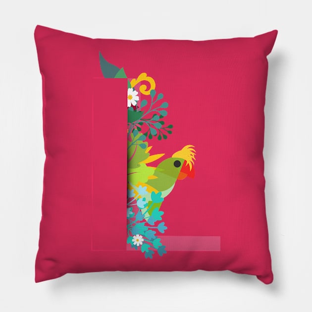 Tropical alphabet L Pillow by Susana