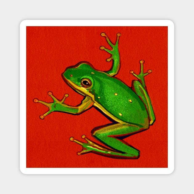 Green Tree Frog Magnet by CozyPixelFluff