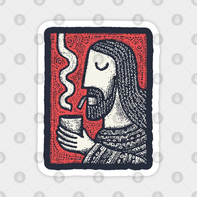 Contemplative Holy Man | Sacred Pipe Ritual Magnet by TuncGK