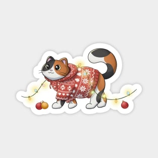 Festive Calico Cat Magnet