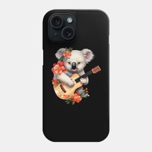 Koala Playing Guitar Floral Aesthetic Phone Case