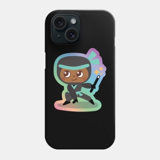 Teal Ninja in Rainbow Phone Case