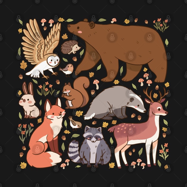Cute woodland animals illustration by Yarafantasyart