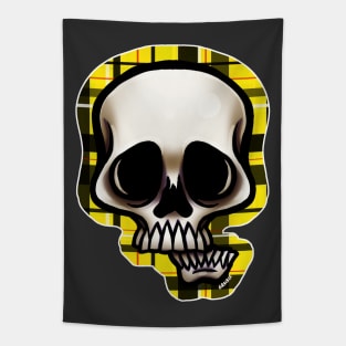 Yellow Plaid Skull Tapestry