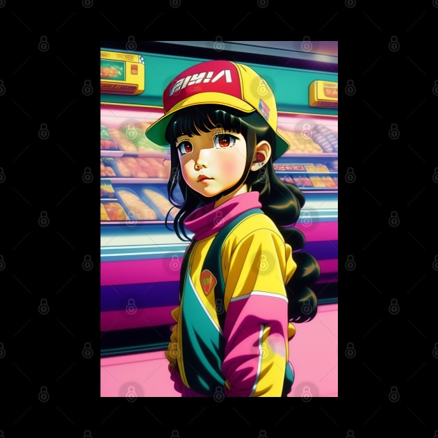 Cute Japanese girl anime,Vintage 90's anime style by Nasromaystro