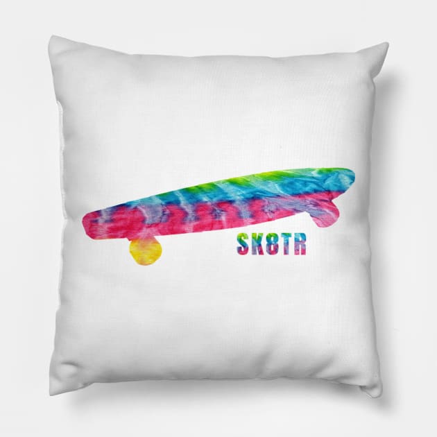 Tie Dye Skateboard Gifts For Girls Boys Teens Boarders Pillow by gillys